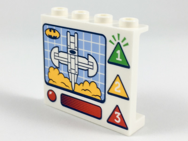 Panel 1 x 4 x 3 with Side Supports - Hollow Studs with Batwing Jet Control Panel and '3 2 1' Readout Pattern