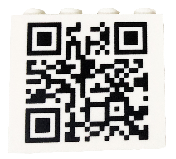 Panel 1 x 4 x 3 with Side Supports - Hollow Studs with Black QR Code Pattern