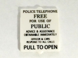 Glass for Window 1 x 2 x 2 Flat Front with Black 'POLICE TELEPHONE... PULL TO OPEN' Pattern