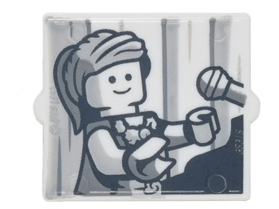 Glass for Window 1 x 2 x 2 Flat Front with Female Minifigure Singer Piano Player and Microphone Pattern