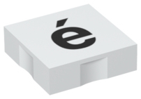 Duplo, Tile 2 x 2 with Black Lowercase Letter e with Acute (é) Pattern