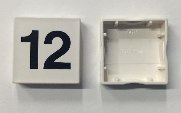 Duplo, Tile 2 x 2 with Black Number 12 Pattern