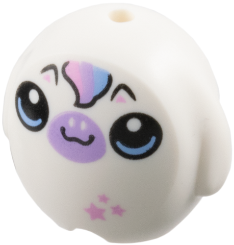 Minifigure, Utensil Pillow Plush Toy with Unicorn with Lavender Muzzle, Bright Light Blue and Bright Pink Mane and Stars Pattern