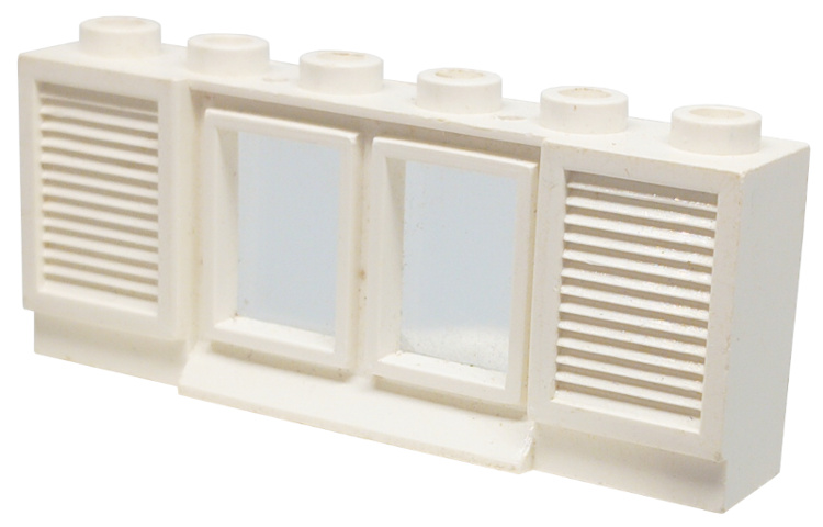 Window 1 x 6 x 2 with Shutters with Extended Lip, with Glass