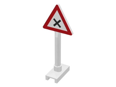 Road Sign Triangle with Dangerous Intersection Pattern