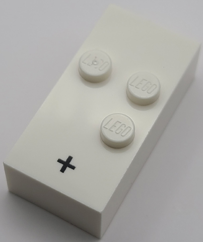 Brick, Braille 2 x 4 with 3 Studs with Black Plus Sign (+) Pattern (dots-256 ⠲) (Swedish)