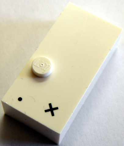 Brick, Braille 2 x 4 with 1 Stud with Black Period (.) / Multiplication Sign (×) Pattern (dots-3 ⠄)