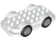 Duplo Car Base 4 x 8 with Four Black Wheels and Light Bluish Gray Hubs with Push & Go Motor