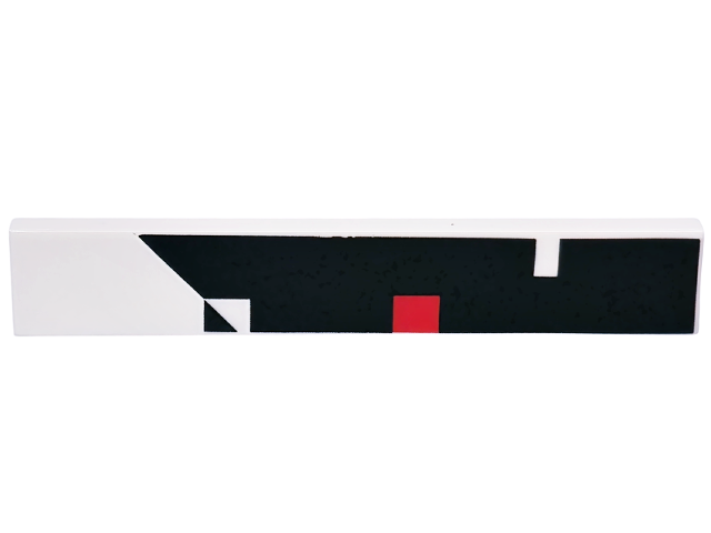Tile 1 x 6 with Black Triangle and Geometric Shape with Red Stripe Pattern