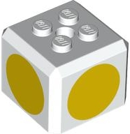 Brick, Modified Cube, 4 Studs on Top with Yellow Circle Pattern on All Sides (Super Mario Yellow Toad Cap)