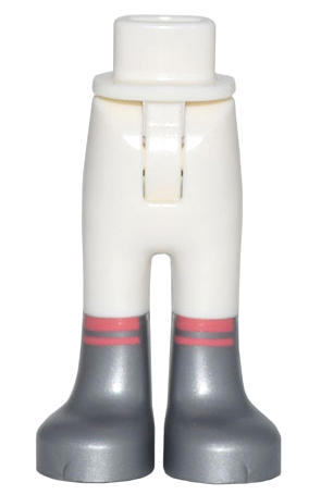 Mini Doll Hips and Trousers with Back Pockets with Molded Flat Silver Lower Legs / Boots and Printed Coral Stripes Pattern - Thin Hinge