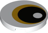 Tile, Round 3 x 3 with Bright Light Orange and Black Eye Pattern