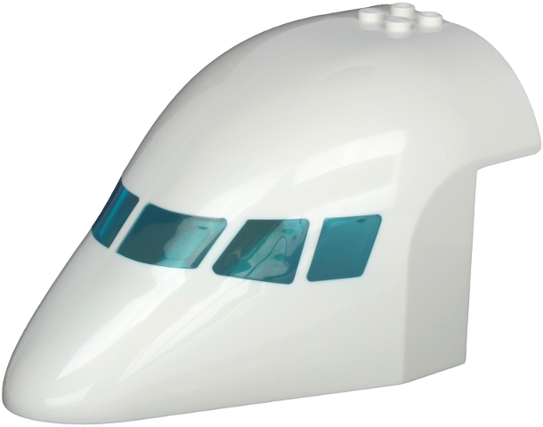 Aircraft Fuselage Forward Top Curved 8 x 12 x 6 with 6 Window Panes with Molded Trans-Light Blue Glass Pattern