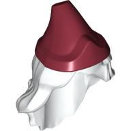 Minifigure, Hair Combo, Hat with Hair, Long and Wavy with Molded Dark Red Pointed Hat Pattern
