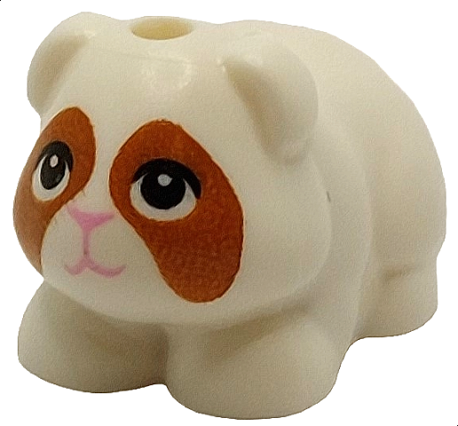 Guinea Pig, Friends Style with Bright Pink Nose and Mouth, Black Eyes with Dark Orange Contours Pattern (Ruby)