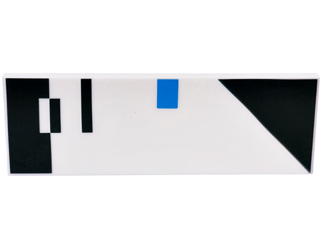 Tile 2 x 6 with Black and Dark Azure Stripes and Triangle Pattern