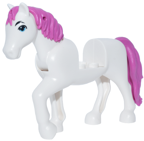 Horse, Friends Style with 2 x 2 Cutout and Movable Neck with Fixed Flexible Rubber Dark Pink Tail and Mane with Medium Azure Eyes, Black Eyebrows Pattern (Periwinkle)