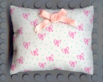Scala Cloth Pillow Large with Light Salmon Bow with Medium Green Dots and Dark Pink Bows Pattern