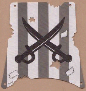 Cloth Sail with Cannonball Damage with Dark Gray Stripes and Black Crossed Swords Pattern