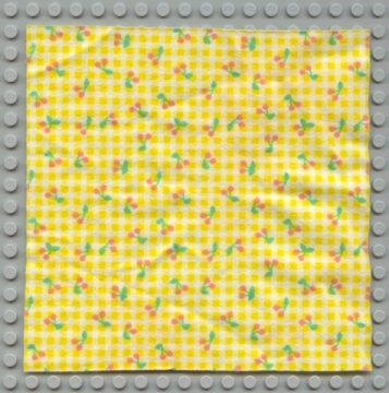 Scala Cloth Blanket 17 x 17 with Yellow Check Stripes and Cherries Pattern