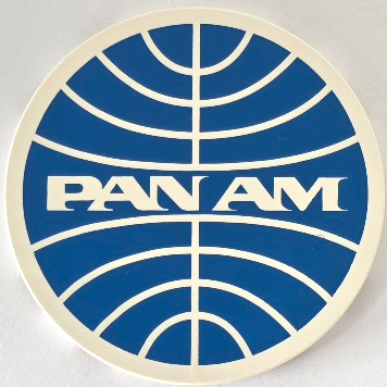 Tile, Round 6 x 6 with Blue Pan Am Logo Pattern in White
