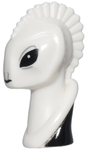 Minifigure, Head, Modified Alien Kaminoan with Crest with Black Collar, Eyes and Mouth and Light Bluish Gray Lines Pattern