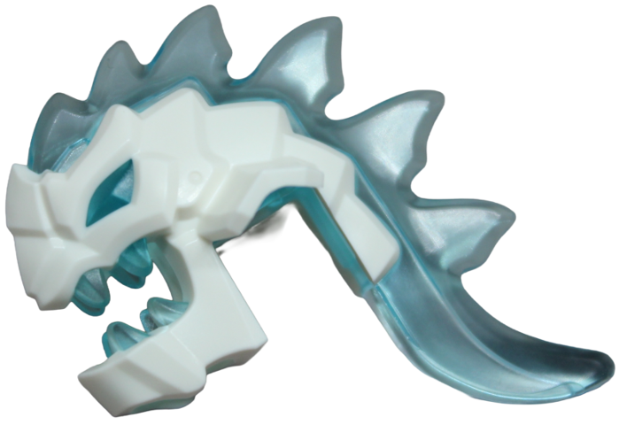 Minifigure, Head, Modified Alien Monster with Molded Trans-Light Blue Eyes, Teeth, Spikes and Tail Pattern