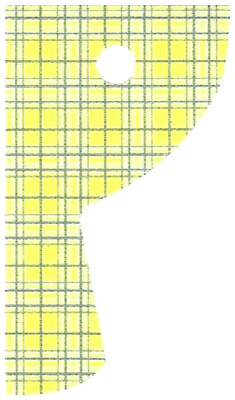 Cloth Curtain Right with Bright Light Yellow and Sand Blue Plaid Pattern - Traditional Starched Fabric