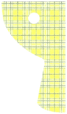 Cloth Curtain Left with Bright Light Yellow and Sand Blue Plaid Pattern - Traditional Starched Fabric