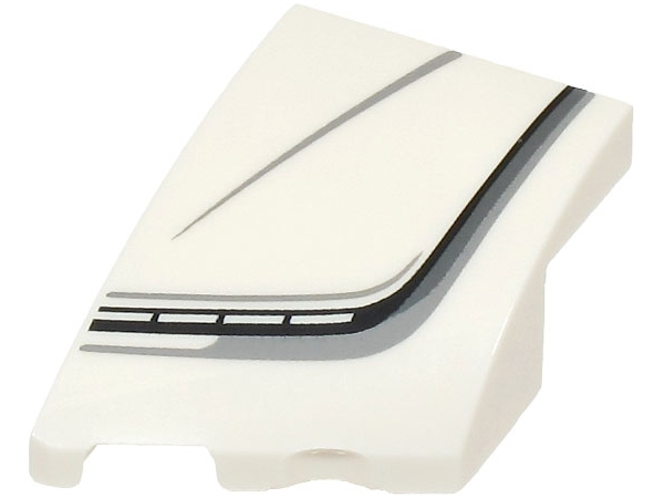 Wedge 3 x 2 Left No Studs with Black, Dark Bluish Gray and Light Bluish Gray Stripes and Bugatti Centodieci Car Headlight Pattern