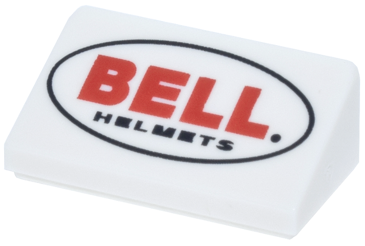 Slope 30 1 x 2 x 2/3 with Black Oval and Red 'BELL HELMETS' Logo Pattern