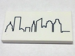 Tile 2 x 4 with City Skyline Pattern