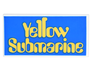 Tile 2 x 4 with 'Yellow Submarine' on Blue Background Pattern