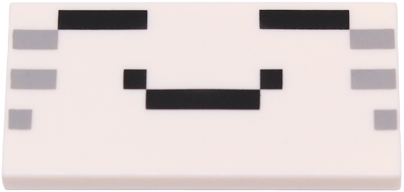 Tile 2 x 4 with Black and Light Bluish Gray Squares and Rectangles Pattern (Minecraft Ghastling Face)