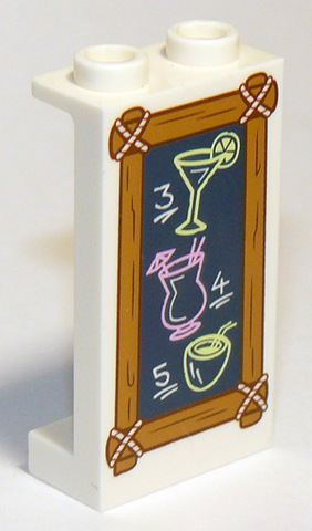 Panel 1 x 2 x 3 with Side Supports - Hollow Studs with Chalk Board with Wooden Border and Drinks Menu Pattern