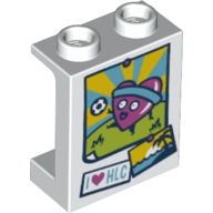 Panel 1 x 2 x 2 with Side Supports - Hollow Studs with Bulletin Board with Heart Poster, Beach Landscape Photo, and 'I' Heart 'HLC' Sticker Pattern