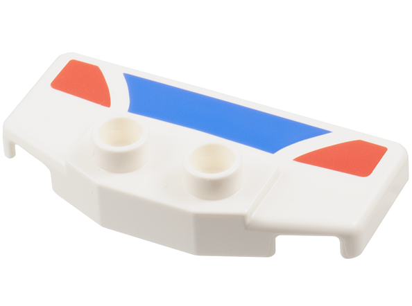 Duplo Rear Spoiler / Wing with Blue Trapezoid and 2 Red Markings Pattern