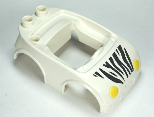 Duplo Car Body with 2 Studs on Back and Yellow Headlights and Zebra Stripes Pattern (fits over Car Base 2 x 4)
