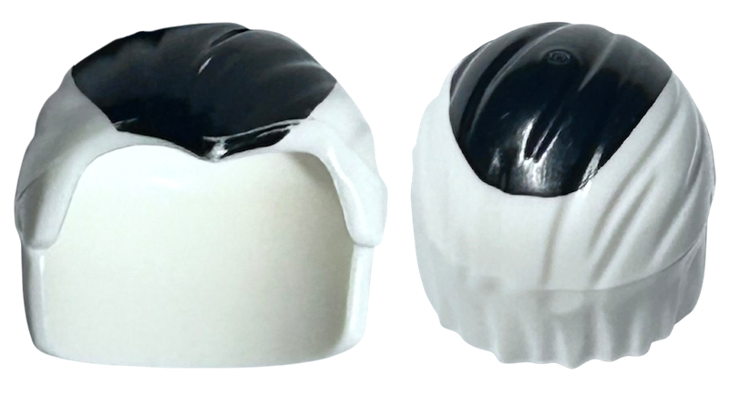 Minifigure, Hair Combed Front to Rear with Black Wide Streak on Top Pattern
