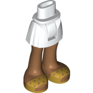 Mini Doll Hips and Skirt, Medium Nougat Legs and Sandals with Gold Straps and Triangles Pattern - Thick Hinge