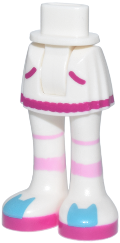 Mini Doll Hips and Skirt, Magenta Pockets and Trim, Bright Pink Stripes, Medium Azure Cat Shoes Pattern - Thick Hinge