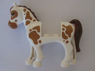 Horse, Friends Style with 2 x 2 Cutout with Medium Nougat Eyes and Spots, Reddish Brown Mane and Tail Pattern