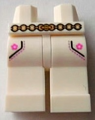 Hips and Legs with Pockets, Belt and Dark Pink Flowers Pattern