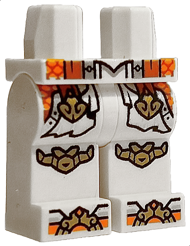 Hips and Legs with Dark Orange Belt Ends, Orange and Silver  Armor, Gold Tassels, Knee Pads and Boot Tips Pattern