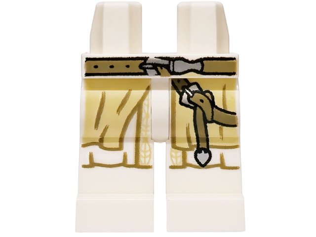 Hips and Legs with Tan Robe Ends, Dark Tan Folds, Creases, Belt and Strap, Silver Buckles Pattern