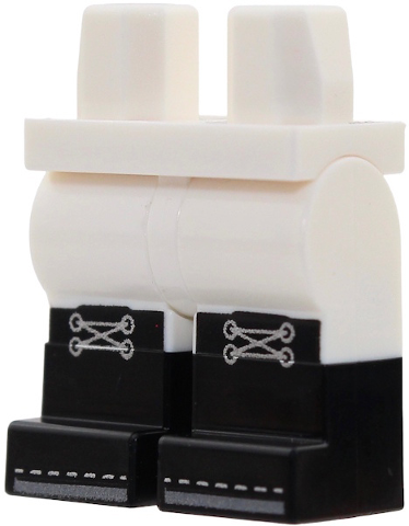 White legs with molded black lower legs and printed silver laces.