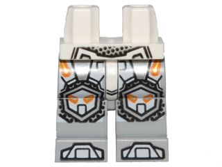 Hips and Light Bluish Gray Legs with Orange and Gold Circuitry and Silver and White Armor, Knee Pads and Boots Pattern