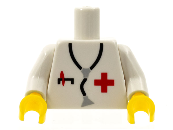 Torso Hospital Red Cross Shirt and Stethoscope Pattern, Inside with Ribs (Reissue) / White Arms / Yellow Hands