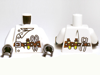 Torso Monster Fighters Scientist with Lab Coat and Tool Belt Pattern / White Arms / Black Hands