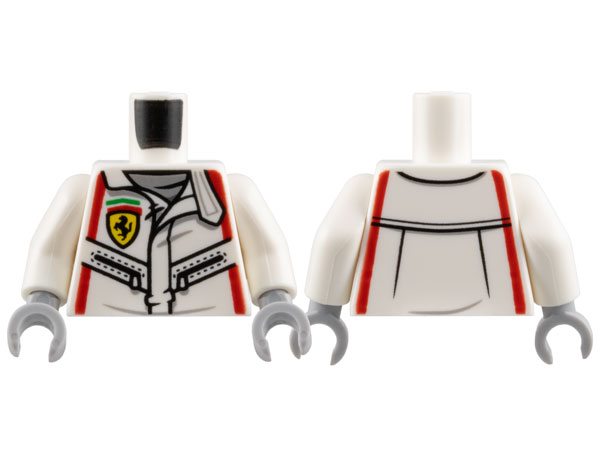 Torso Racing Suit with Ferrari Logo, Black Zippers, Red Stripes